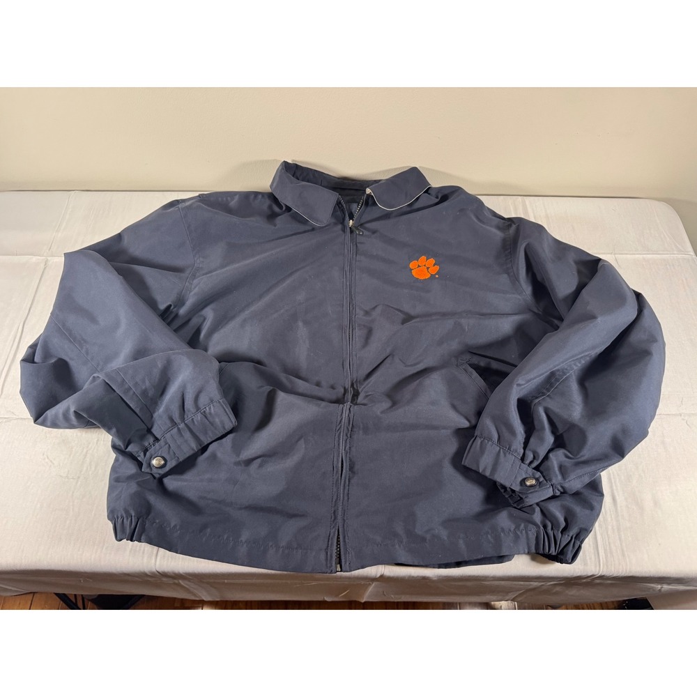 Vintage Divots Clemson Tigers Windbreaker Jacket Mens Large Navy Blue Full Zip